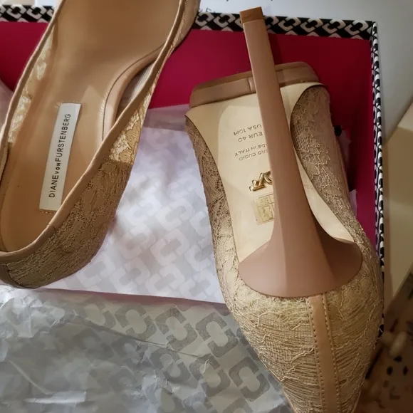 DVF New Designer Heels ITALY Shoes Lace Leather Platform Stiletto Dress Pump🎉HP