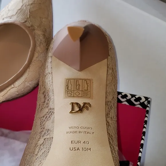 DVF New Designer Heels ITALY Shoes Lace Leather Platform Stiletto Dress Pump🎉HP