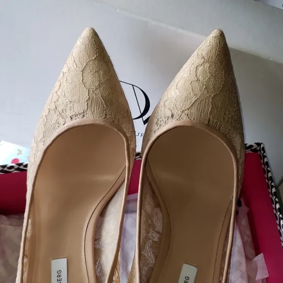 DVF New Designer Heels ITALY Shoes Lace Leather Platform Stiletto Dress Pump🎉HP