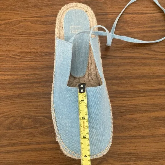 E8 by Miista Renee Espadrille Sandals Womens Size 40 Denim Blue Ankle Ribbons