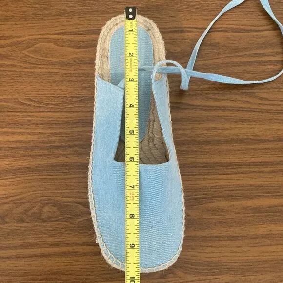 E8 by Miista Renee Espadrille Sandals Womens Size 40 Denim Blue Ankle Ribbons