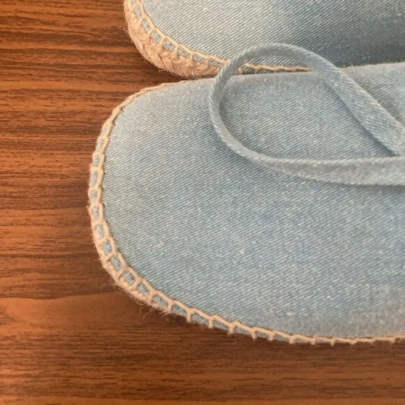 E8 by Miista Renee Espadrille Sandals Womens Size 40 Denim Blue Ankle Ribbons