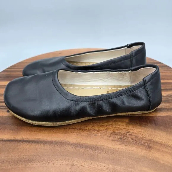 Earthing Harmony Ballet Flats Women's 6 Black Leather Grounding Barefoot Shoes