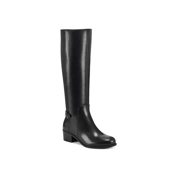 EASY SPIRIT Womens Black Mixed Media Chaza Toe Block Heel Boots Shoes 8.5 W