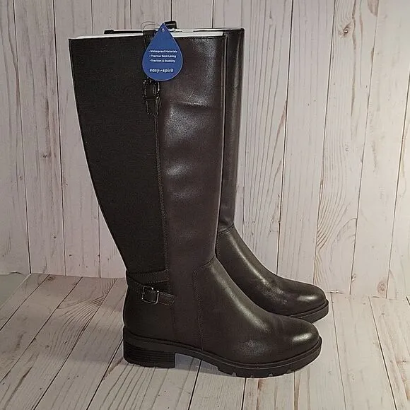 EASY SPIRIT Bianca Tall Boots Brown 9 W Wide