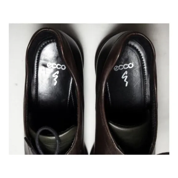 Ecco 2-tone leather lace up dress shoes brown size 7.5 style number 351