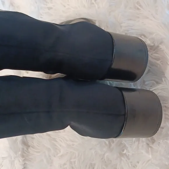 ECCO Black Low Heel Boots Leather &amp; Fabric EU 39 / US Size 8 - 8.5  NEW
