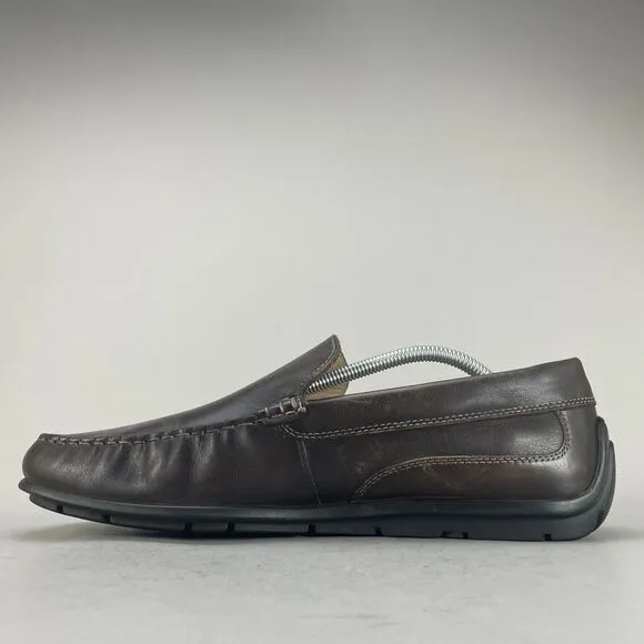 Ecco Classic Moc Men EU45 US 11 Brown Leather Slip On Driving Loafer Shoe Casual