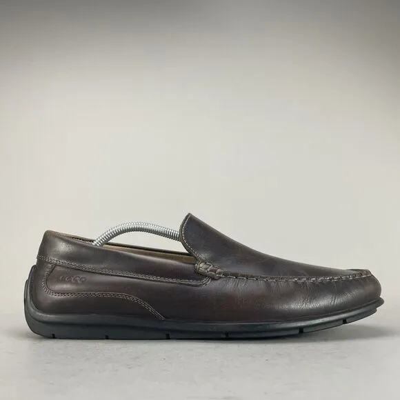 Ecco Classic Moc Men EU45 US 11 Brown Leather Slip On Driving Loafer Shoe Casual