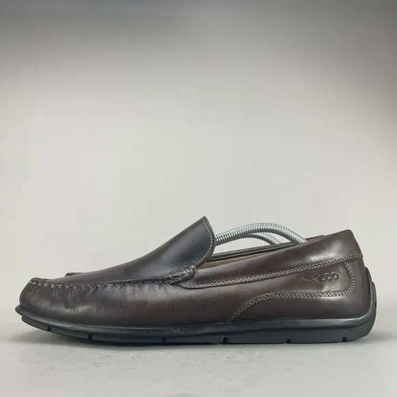 Ecco Classic Moc Men EU45 US 11 Brown Leather Slip On Driving Loafer Shoe Casual