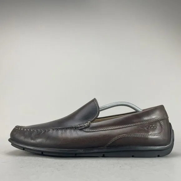 Ecco Classic Moc Men EU45 US 11 Brown Leather Slip On Driving Loafer Shoe Casual