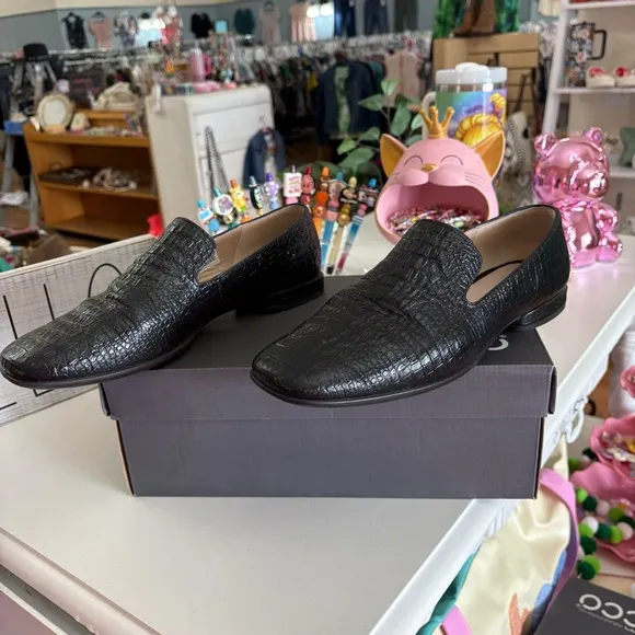 ECCO Croc Embossed Leather Loafer Shoe Size 40