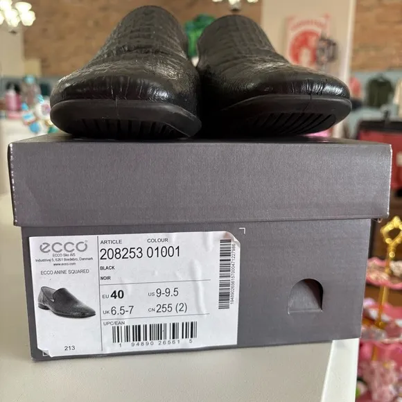 ECCO Croc Embossed Leather Loafer Shoe Size 40