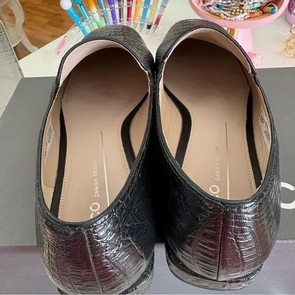 ECCO Croc Embossed Leather Loafer Shoe Size 40