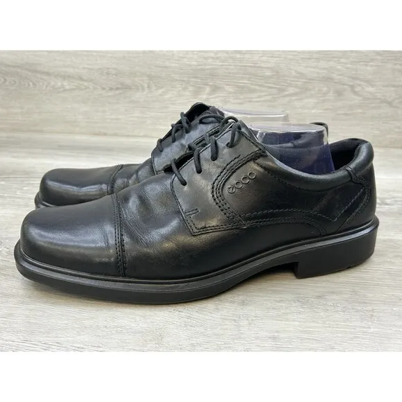 Ecco Helsinki Mens Cap Toe Tie Oxford Dress Shoes Black Leather Shoes  Size 11.5