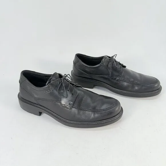 ECCO Helsinki Men's EU42 US9 Black Leather Lace Up Oxford Round Toe Dress Shoes