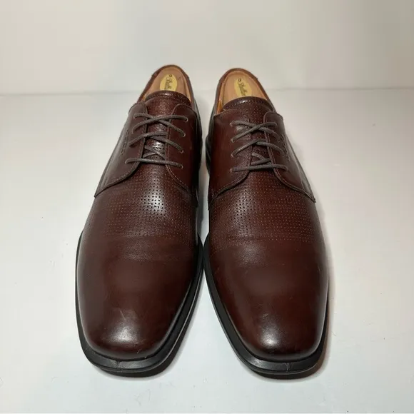 Ecco Men Brown Leather Square Toe LaceUp Oxford Dress Shoes Sz EUR 46 (177 Box21