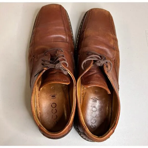 ECCO Men's Bicycle Toe Loafer Oxford Shoes Leather Brown 45 EU / 11-11.5 US
