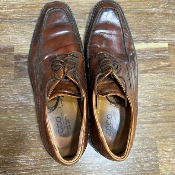 ECCO Men’s Dress Shoes Lace Up Oxford Brown Leather Men's Brown Leather Dress Sz