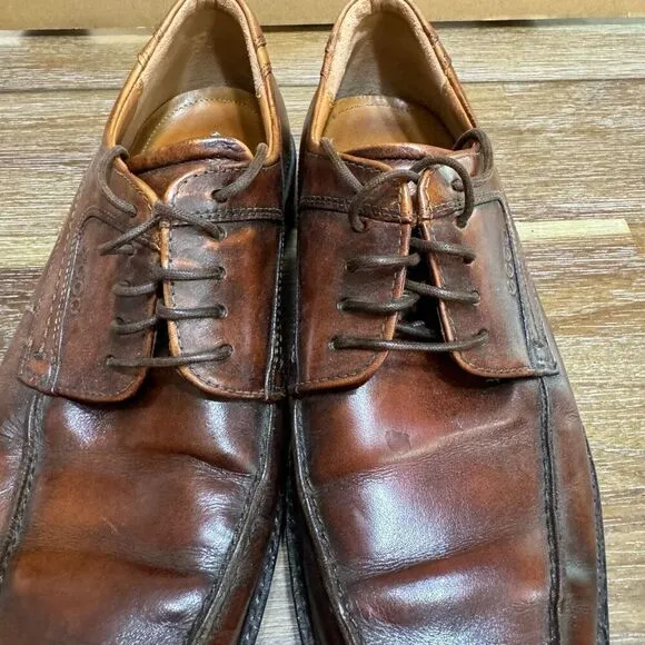 ECCO Men’s Dress Shoes Lace Up Oxford Brown Leather Men's Brown Leather Dress Sz