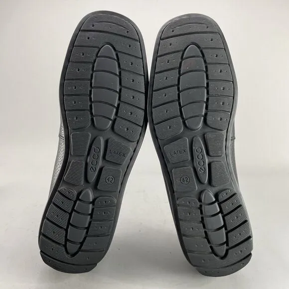 Ecco Mens EU 42 US 8-8.5 Classic Driving Moc Black Leather Slip On Loafers Shoes
