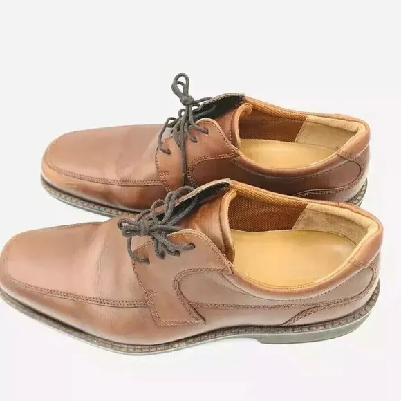 ECCO Shoes Mens Size 12-12.5 / EU 46 Leather Brown Lace-Up Derby Dress Shoe Heel
