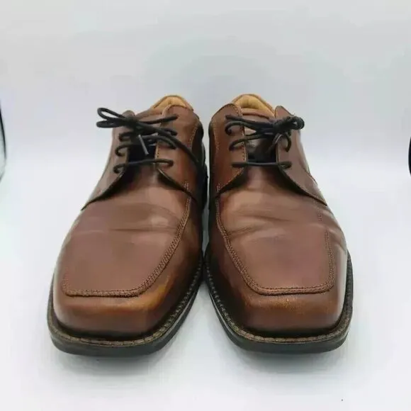 ECCO Shoes Mens Size 12-12.5 / EU 46 Leather Brown Lace-Up Derby Dress Shoe Heel