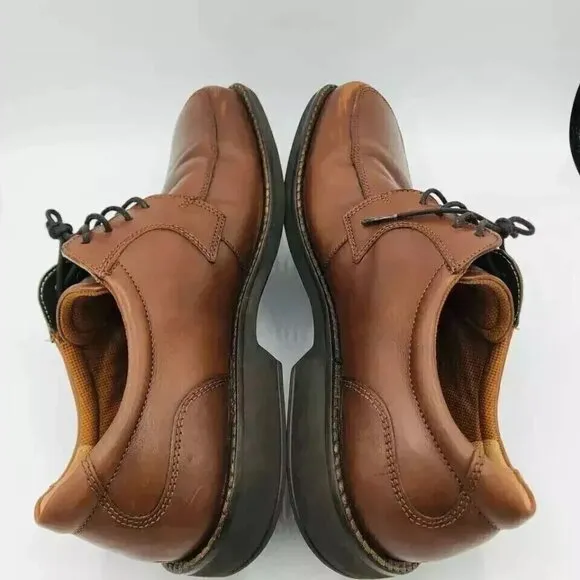 ECCO Shoes Mens Size 12-12.5 / EU 46 Leather Brown Lace-Up Derby Dress Shoe Heel