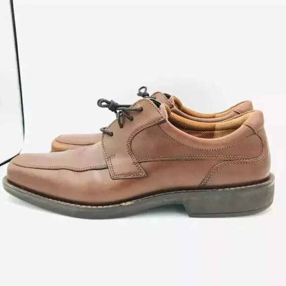 ECCO Shoes Mens Size 12-12.5 / EU 46 Leather Brown Lace-Up Derby Dress Shoe Heel
