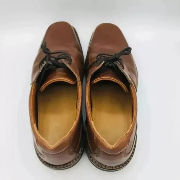 ECCO Shoes Mens Size 12-12.5 / EU 46 Leather Brown Lace-Up Derby Dress Shoe Heel