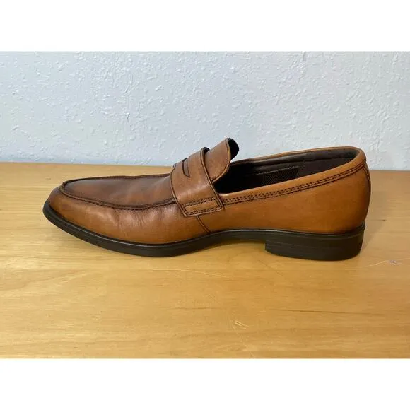 Ecco Shoes Mens US Size 9 EU Size 43 Brown Leather Penny Loafers Office Preppy