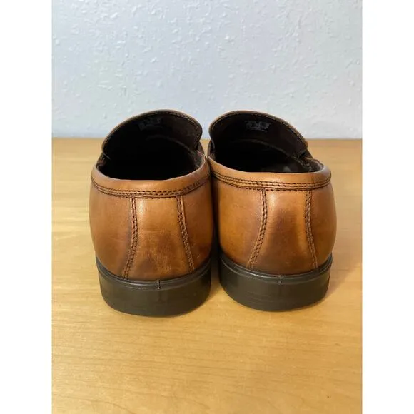 Ecco Shoes Mens US Size 9 EU Size 43 Brown Leather Penny Loafers Office Preppy
