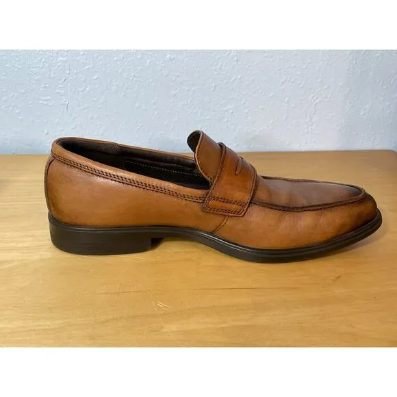 Ecco Shoes Mens US Size 9 EU Size 43 Brown Leather Penny Loafers Office Preppy