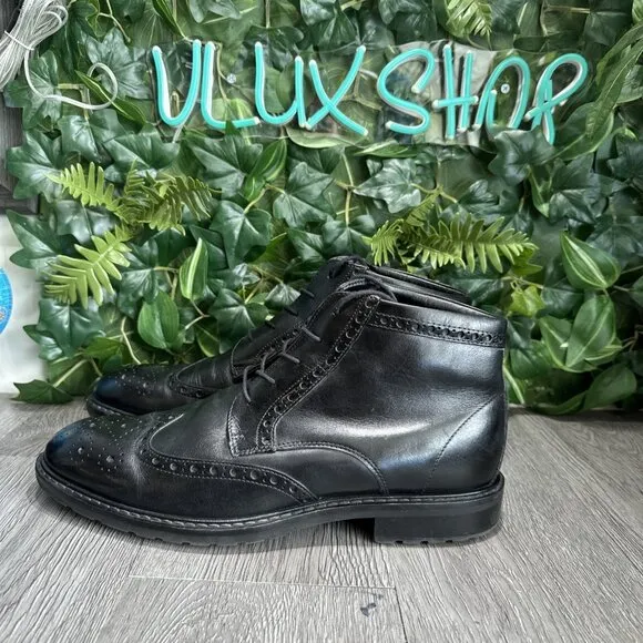 Ecco Vitrus Wing Tip Chukka Boots Dress Black  Leather Shoes Men’s Size 11