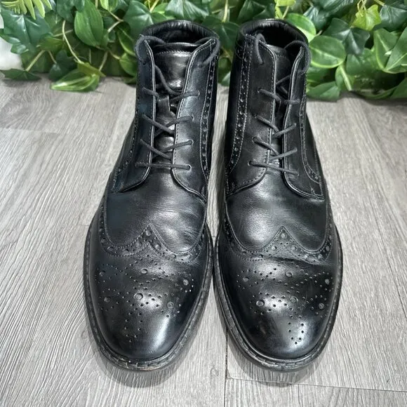 Ecco Vitrus Wing Tip Chukka Boots Dress Black  Leather Shoes Men’s Size 11