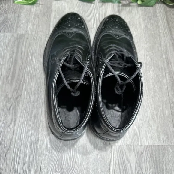 Ecco Vitrus Wing Tip Chukka Boots Dress Black  Leather Shoes Men’s Size 11