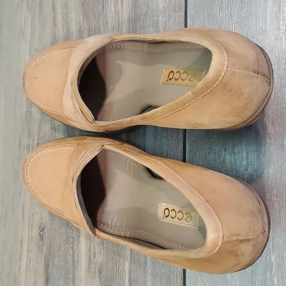 Ecco Womens Y2K Heels Platform Penny Loafers Leather Clogs shoes sz 36/5.5