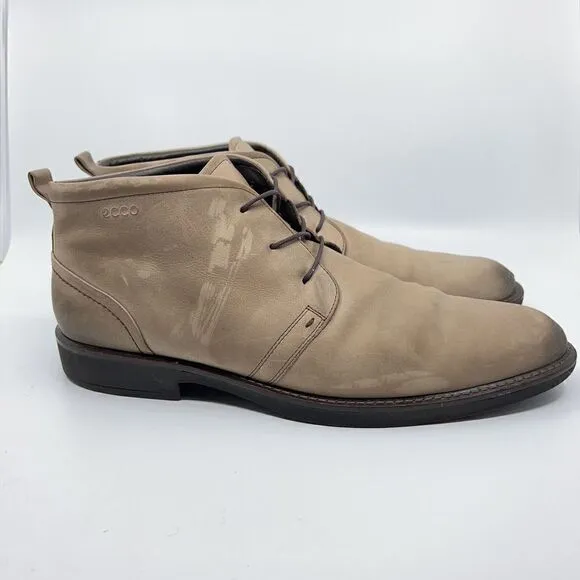 Ecco Biarritz Mens Size EUR 47 US 13 Beige Chukka Boots Dress Shoes