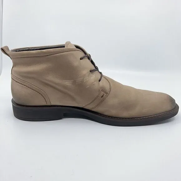 Ecco Biarritz Mens Size EUR 47 US 13 Beige Chukka Boots Dress Shoes