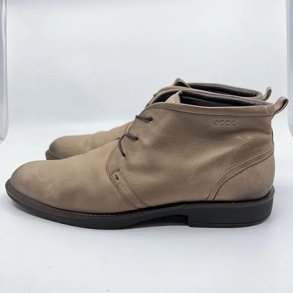 Ecco Biarritz Mens Size EUR 47 US 13 Beige Chukka Boots Dress Shoes