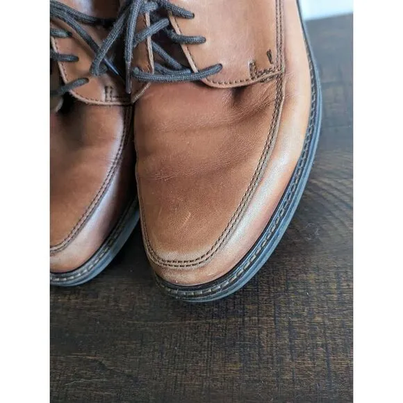 Ecco Holton Apron Toe Lace-up Oxford Cognac Men's Shoes - Size 8