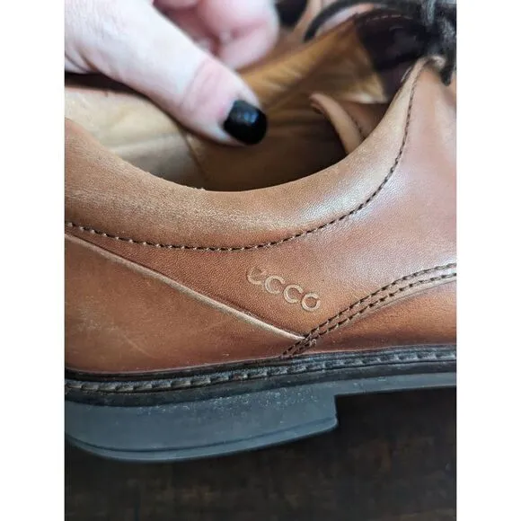 Ecco Holton Apron Toe Lace-up Oxford Cognac Men's Shoes - Size 8