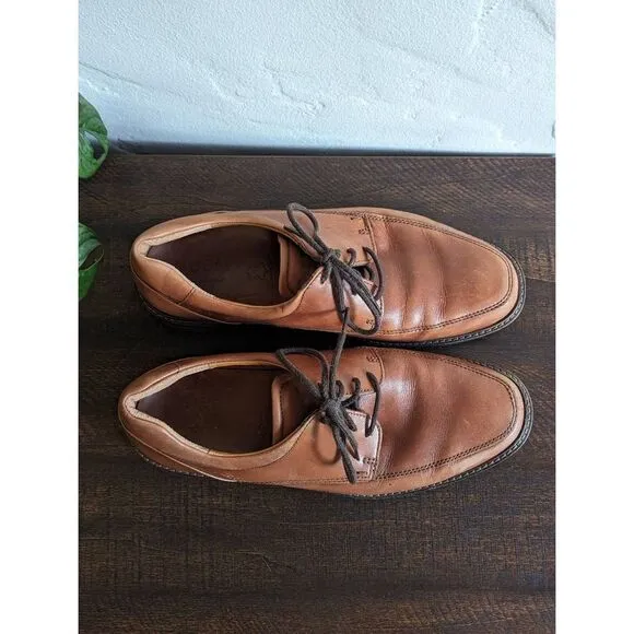 Ecco Holton Apron Toe Lace-up Oxford Cognac Men's Shoes - Size 8