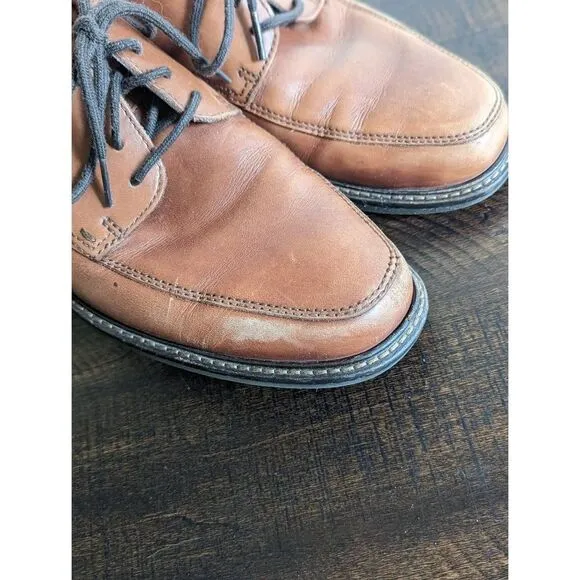 Ecco Holton Apron Toe Lace-up Oxford Cognac Men's Shoes - Size 8