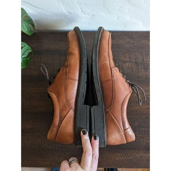 Ecco Holton Apron Toe Lace-up Oxford Cognac Men's Shoes - Size 8