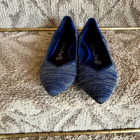 EEUC Women's Rothy's The Point Birdseye Blue Ballet Flats Shoes Size 7