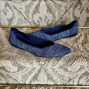 EEUC Women's Rothy's The Point Birdseye Blue Ballet Flats Shoes Size 7