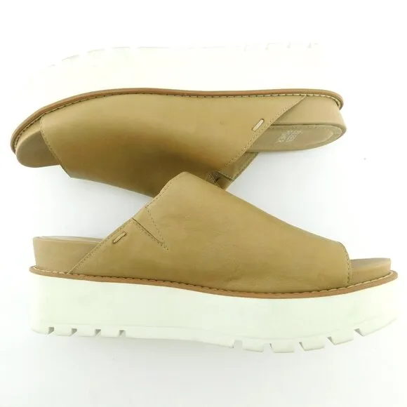 EILEEN FISHER Beige Leather Open Toe Platform Slide Sandals 8