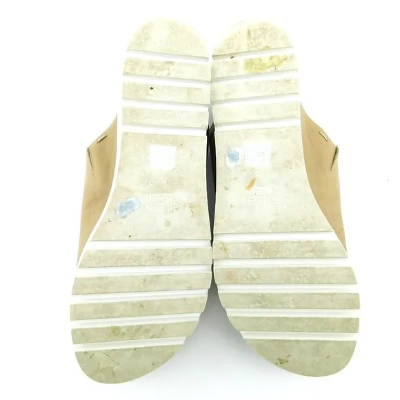 EILEEN FISHER Beige Leather Open Toe Platform Slide Sandals 8