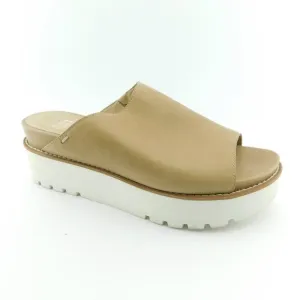 EILEEN FISHER Beige Leather Open Toe Platform Slide Sandals 8